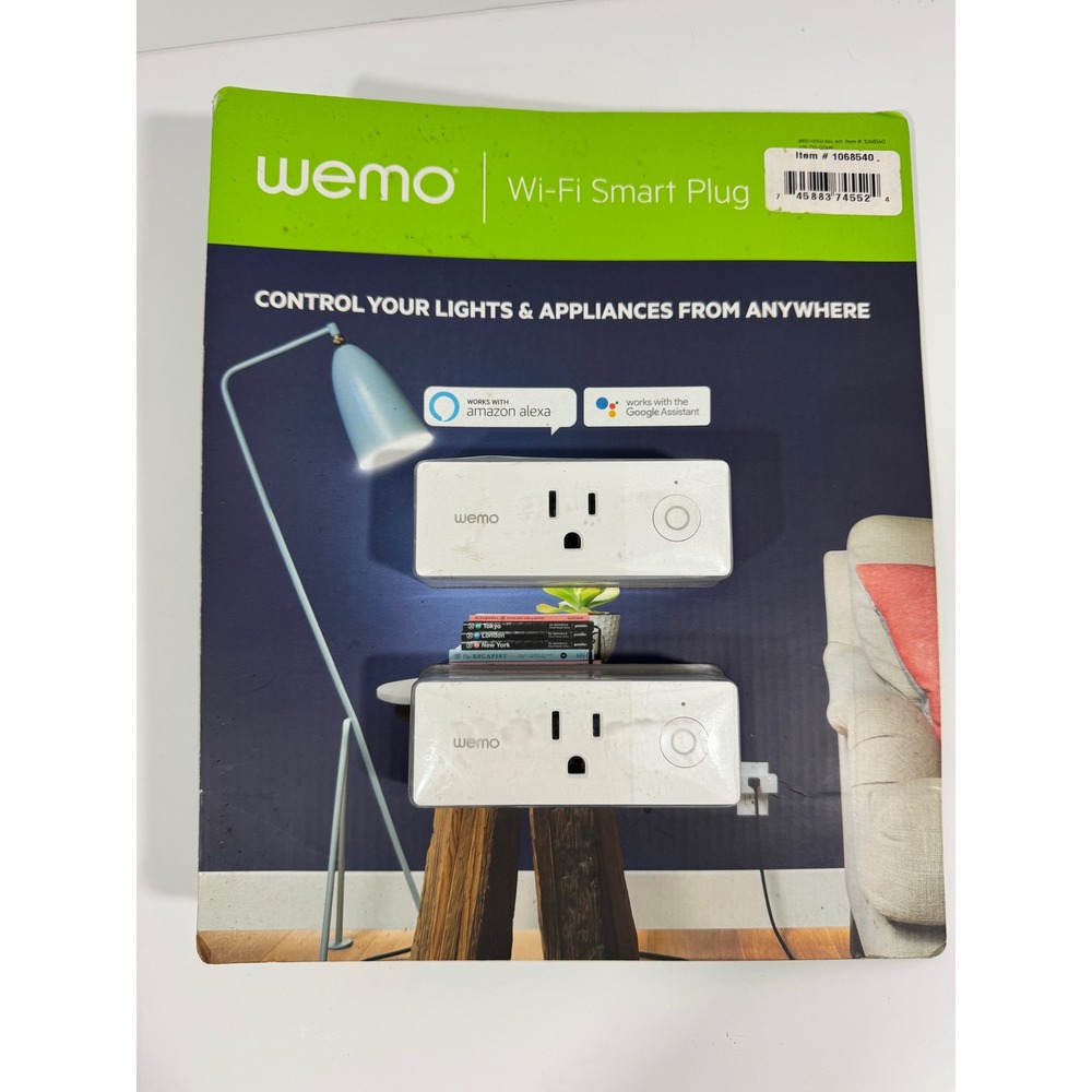 Wemo Mini Wi-Fi Smart Plug 2-Pack White New F7C063 1068540 Alexa Google Home